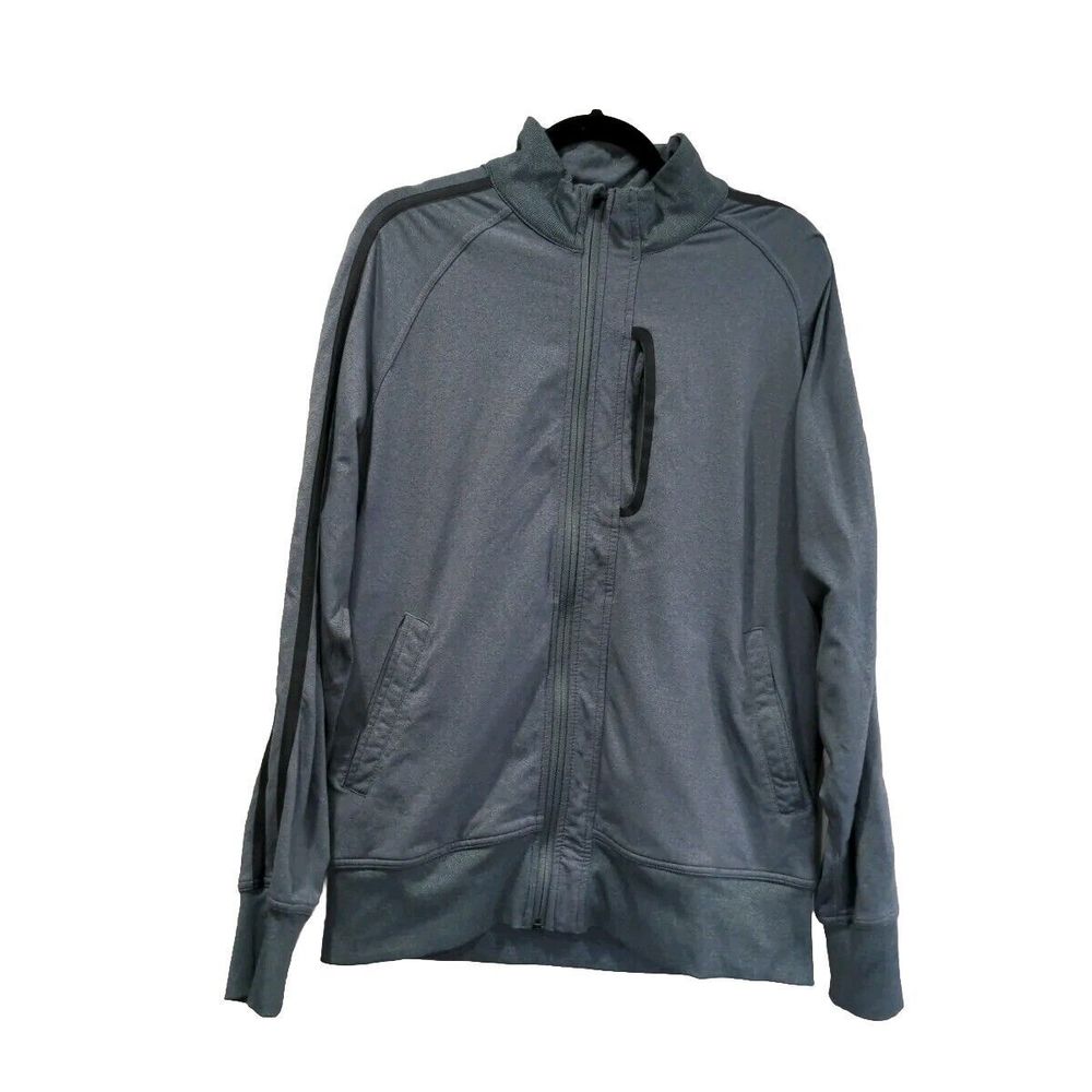 Lululemon Mens Kung Fu II Full Zip Track Jacket Size L Heathered Deep Shore Blue